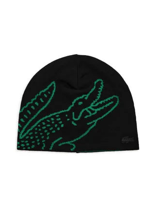 Bonnet Noir/Vert Homme Lacoste Broderie 1