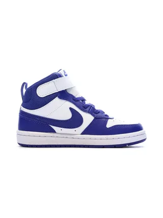 Baskets Blanches/Bleu Garçon Nike Court Borough Mid 2 2
