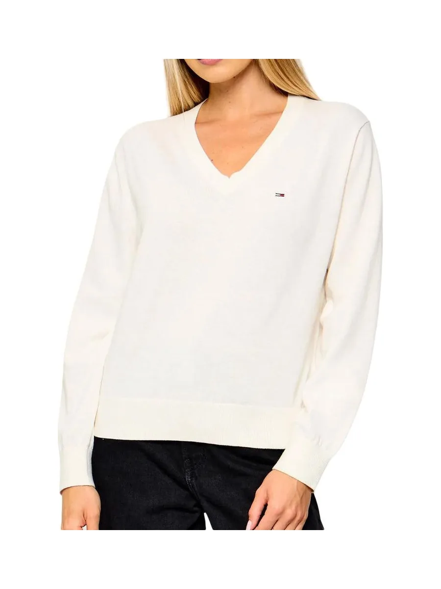 Pull Blanc Femme Tommy Hilfiger Essential Vneck 2