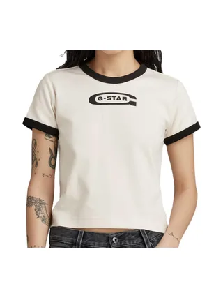 T-shirt Blanc Femme G-Star Raw Ringer Baby 1
