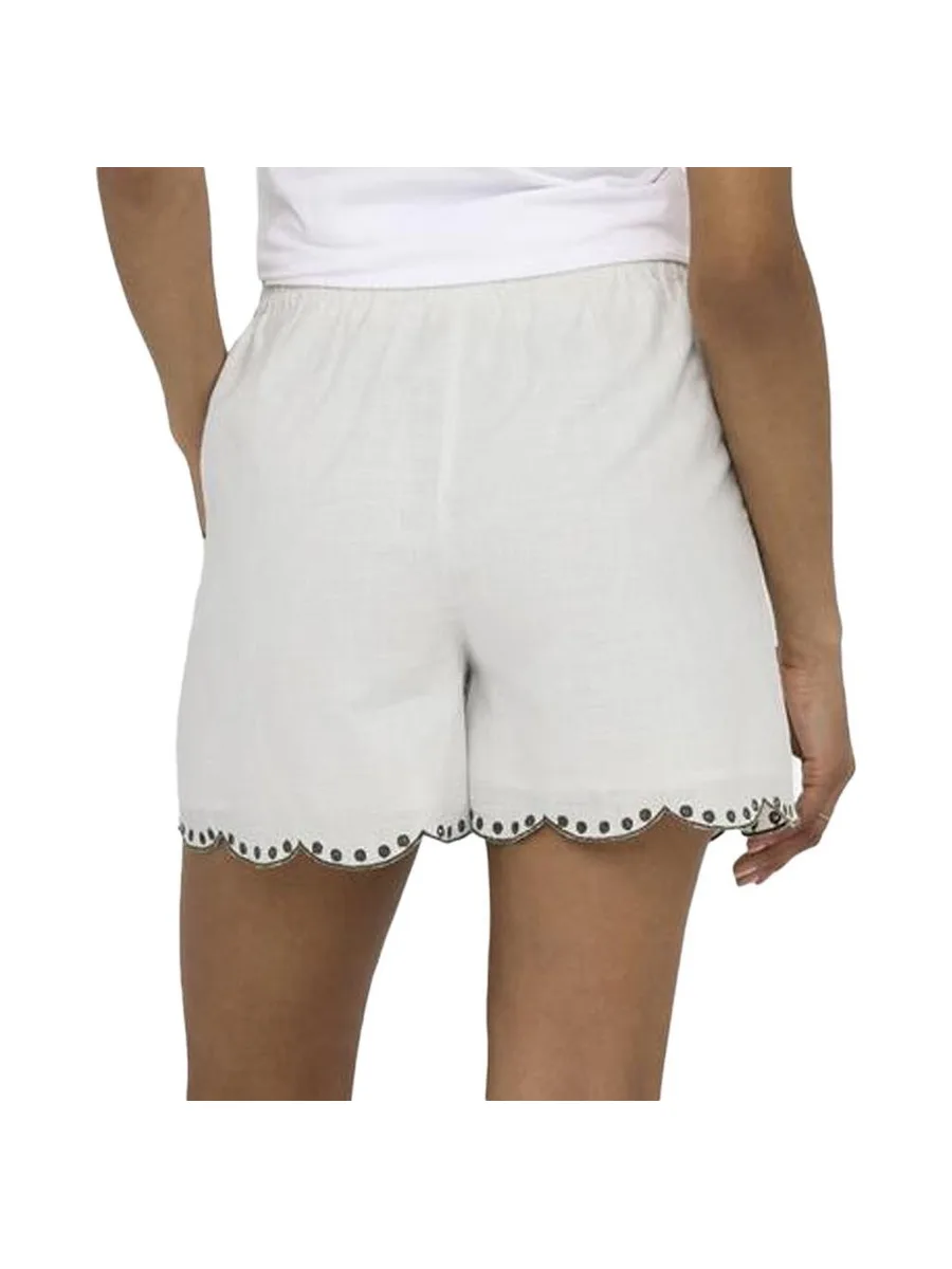 Short en tissu brodé Blanc/Kaki Femme taille haute JDY Palma 2