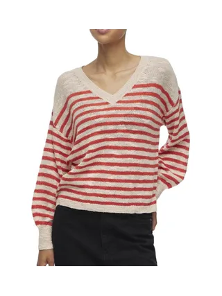 Pull Beige/Rouge Femme Vila Poca 1