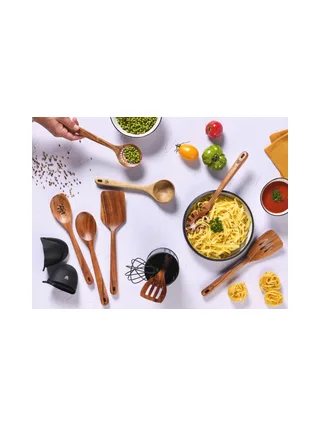 Set d'ustensiles de cuisine en bois d'acacia SKOV - 12 pièces 5
