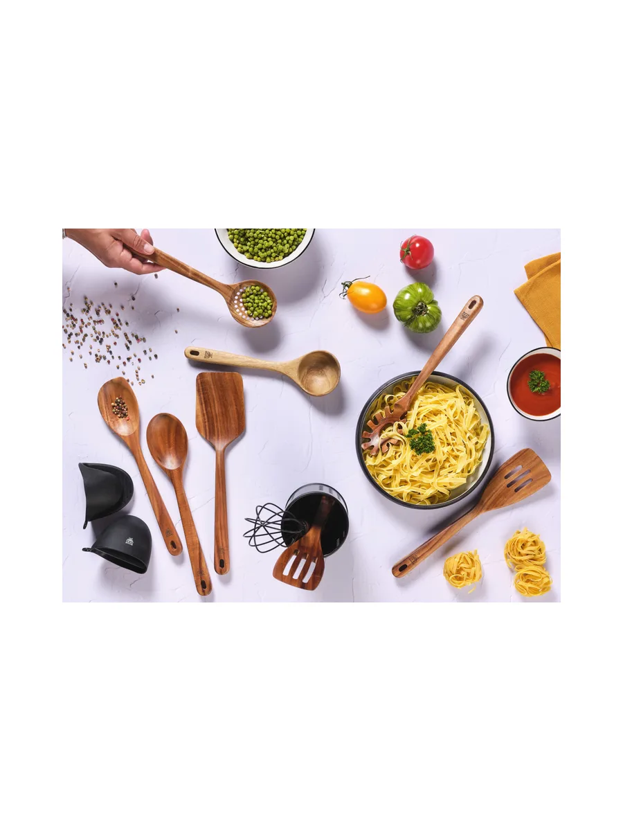 Set d'ustensiles de cuisine en bois d'acacia SKOV - 12 pièces 5