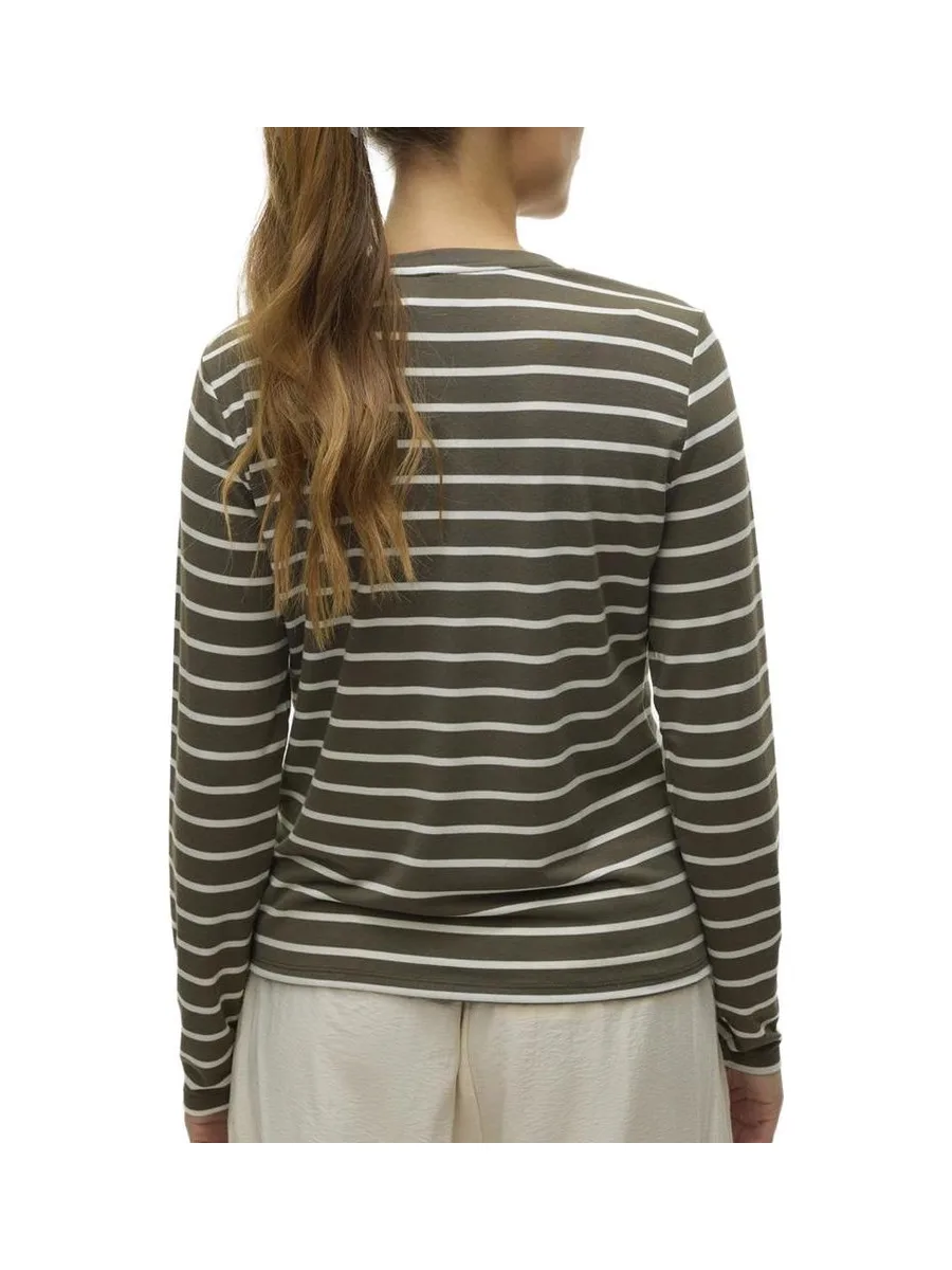 T-Shirt Blanc/Kaki Femme Vero Moda Clara 3