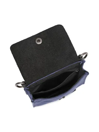 VAL - Pochette bandoulière en cuir véritable et toile enduite - Bleu 6