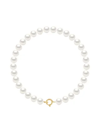 Bracelet Véritables Perles d'Eau Douce Semi-Rondes 6-7 mm — Or Blanc 375 Millièmes — 18 cm 1