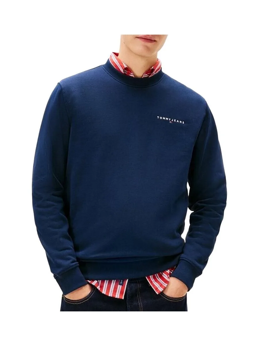Sweat Marine Foncé Homme Tommy Hilfiger Linear Crew 2