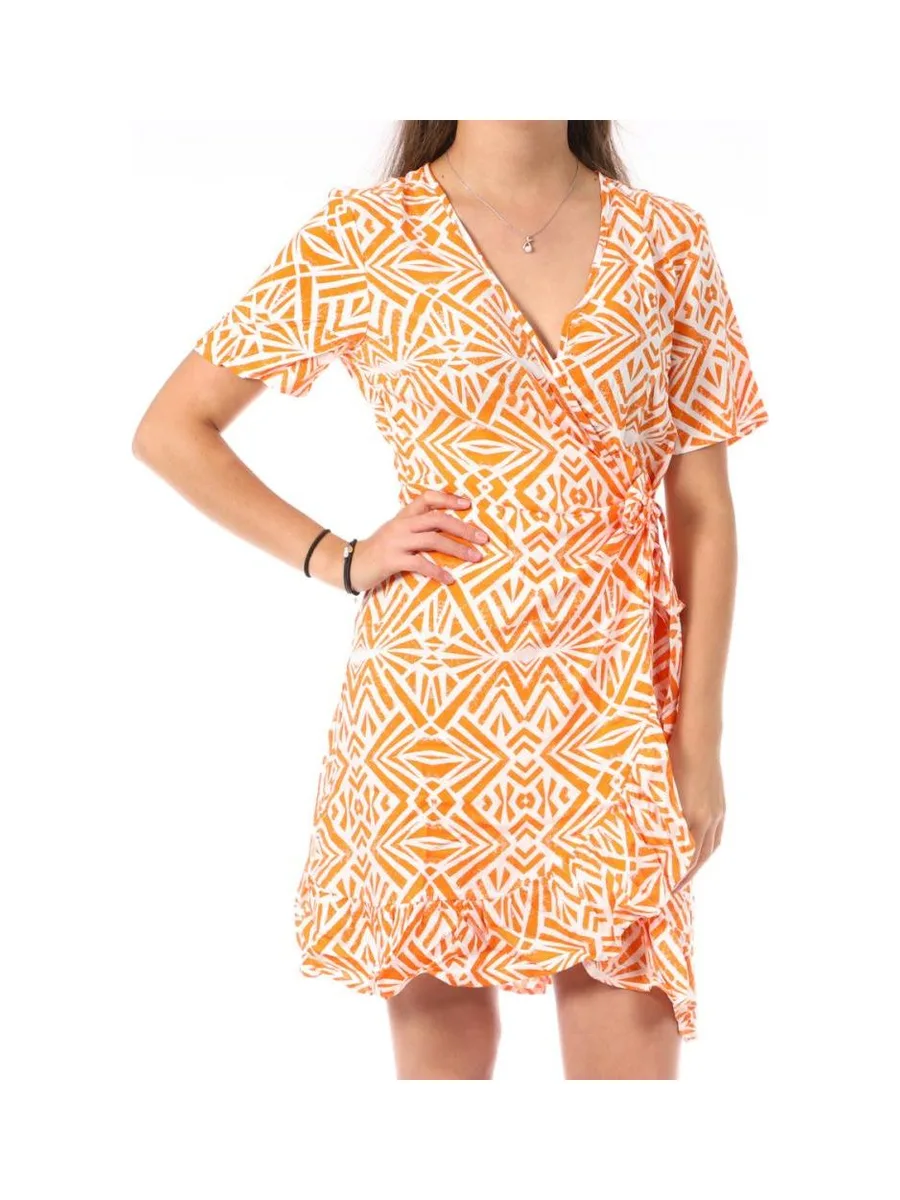 Robe Orange Femme Only Marlie Wrap 2