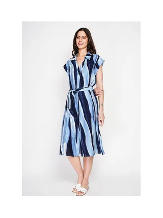 Robe chemise imprimée boutonnée devant avec ceinture 5