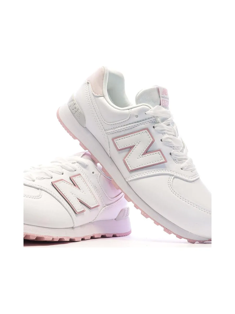 Baskets Blanc/Rose Femme/Fille New Balance 574 8