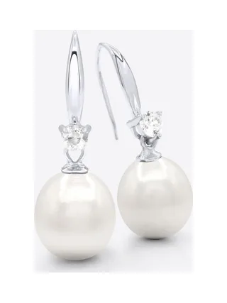 Boucles d'Oreilles Véritables Perles d'Eau Douce Poires 9-10 mm — Argent 925 Millièmes 1