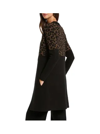 Gilet Noir/Marron Femme Morgan jacquard léopard 2