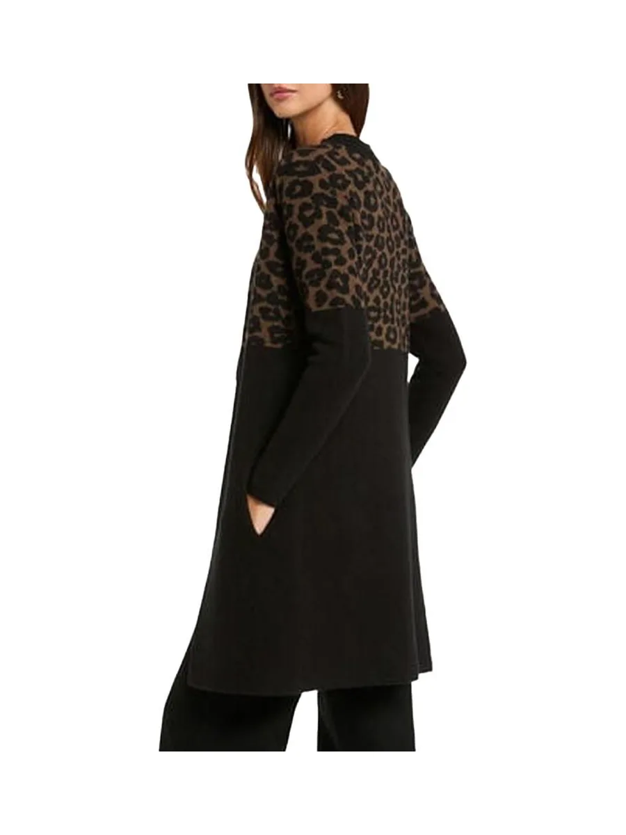 Gilet Noir/Marron Femme Morgan jacquard léopard 3