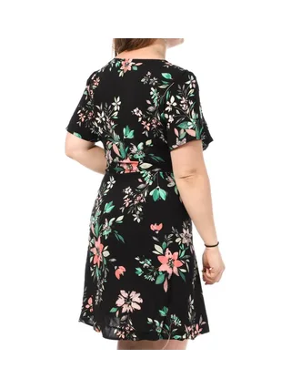 Robe Noir/Rose à Motifs Femme Vero Moda CURVE Easy B5T 2