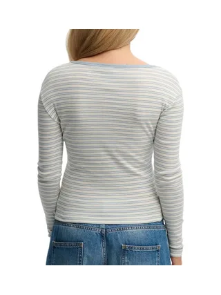 T-shirt Manches Longues Bleu/Blanc à Rayures Femme Superdry Striped 2