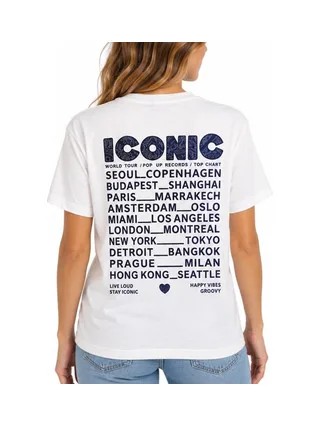 T-Shirt Blanc Femme Mère et Fille Iconic Bandana Bleu 2
