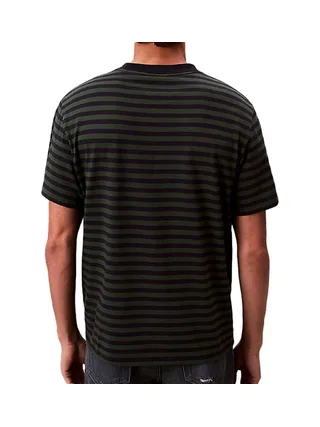 T-Shirt Vert/Marine Homme Calvin Klein Jeans Stripe 2