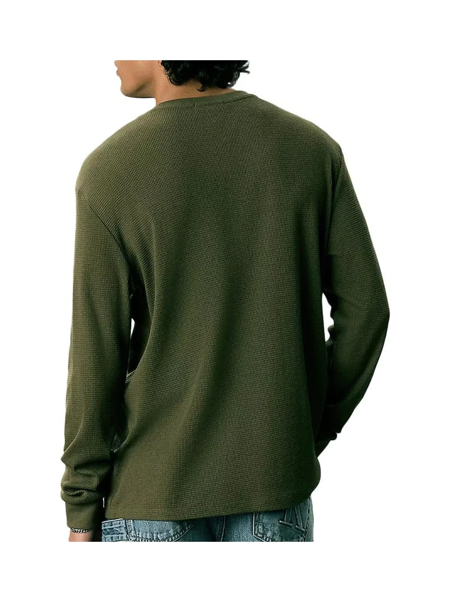 Sweat Vert Homme Calvin Klein Jeans Waffle Badgeses 3