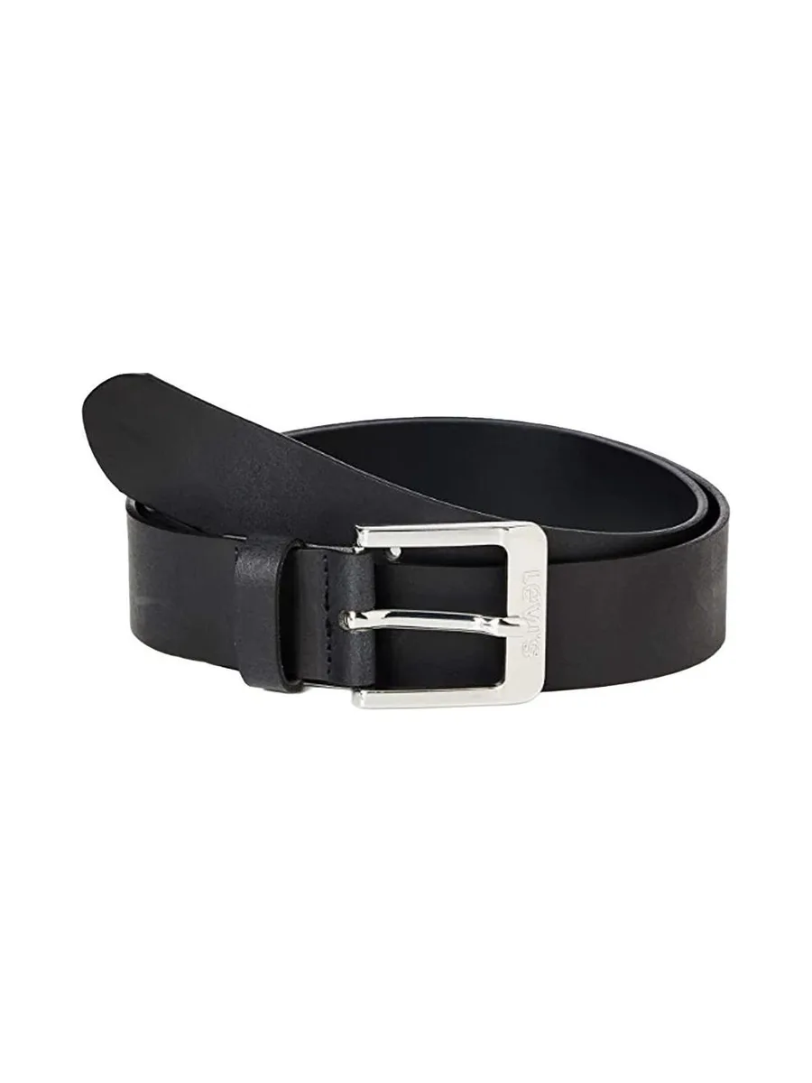 Ceinture Levi's Noire Femme en Cuir avec Boucle Métallique Argentée 1
