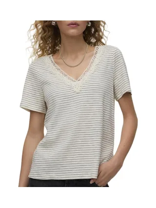T-Shirt Blanc/Marine Femme Vero Moda Karoline 1