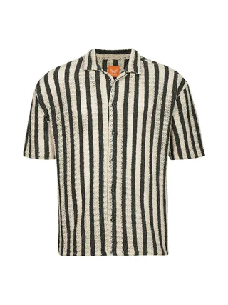 Chemisette Beige/Noir Rayures Homme Kaporal TROY 1