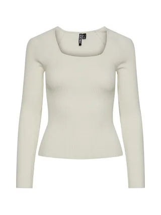T-Shirt Manches Longues Blanc Femme Pieces Kalu 1