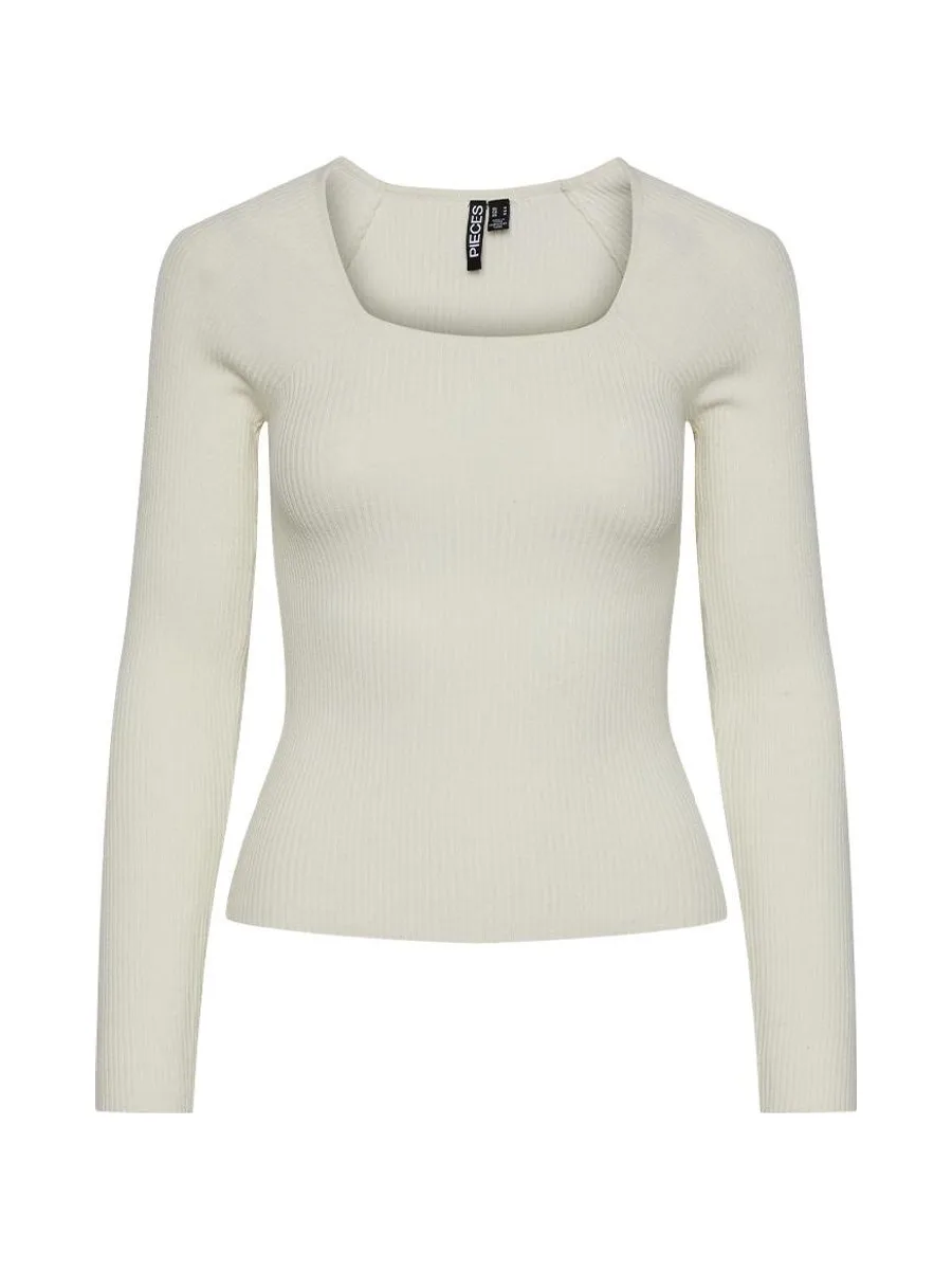 T-Shirt Manches Longues Blanc Femme Pieces Kalu 1
