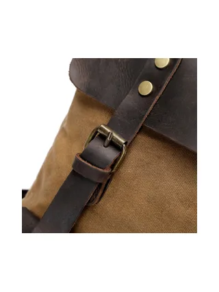 ED - Sac à dos en cuir véritable et toile enduite - Bleu 15