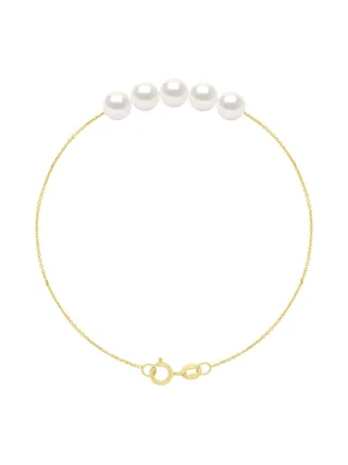 Bracelet Véritables Perles d'Eau Douce Rondes 6-7 mm — Or Jaune 375 Millièmes — 18 cm 1
