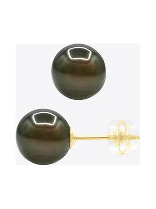 Boucles d'Oreilles Véritables Perles de Tahiti Rondes 8-9 mm — Or Jaune 375 Millièmes 5