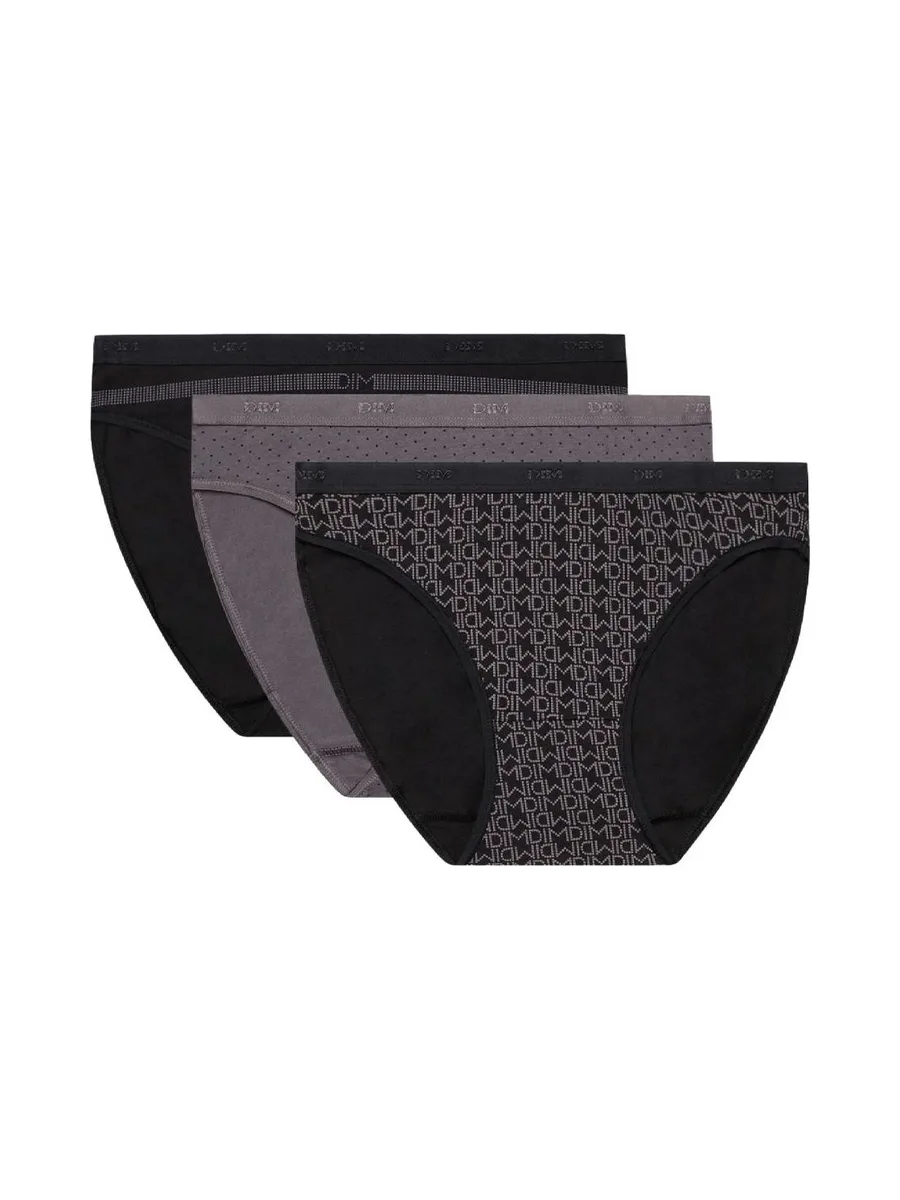 X3 Culottes Noir/Gris Femme Dim Les Pockets Coton 1