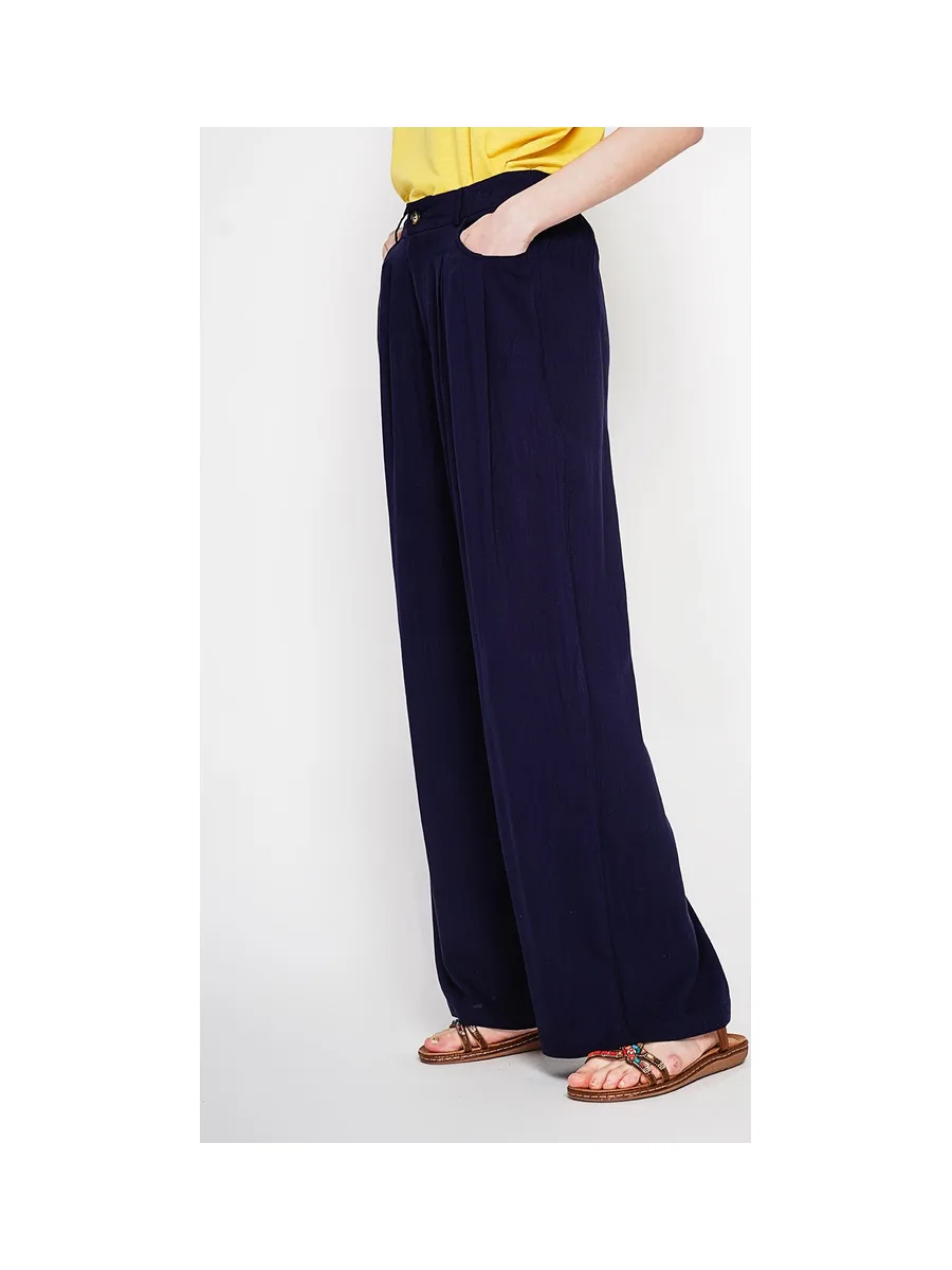 Pantalon coupe ajusté à jambe large fermeture zippée avec ceinture 4