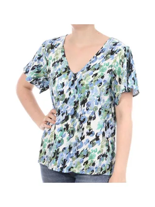 T-shirt Blanc à Motifs Femme Vero Moda Easy V-neck 1