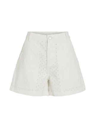 Short Blanc Femme Vila Vipolly Pointelle Denim 1