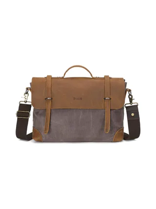 DAN - Sacoche en cuir véritable et toile enduite - Bleu 17
