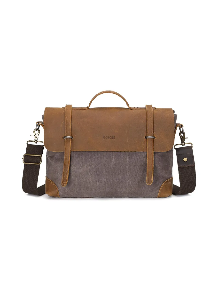 DAN - Sacoche en cuir véritable et toile enduite - Bleu 49