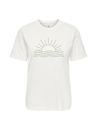 T-Shirt Blanc/Vert Femme Only Lanya 1