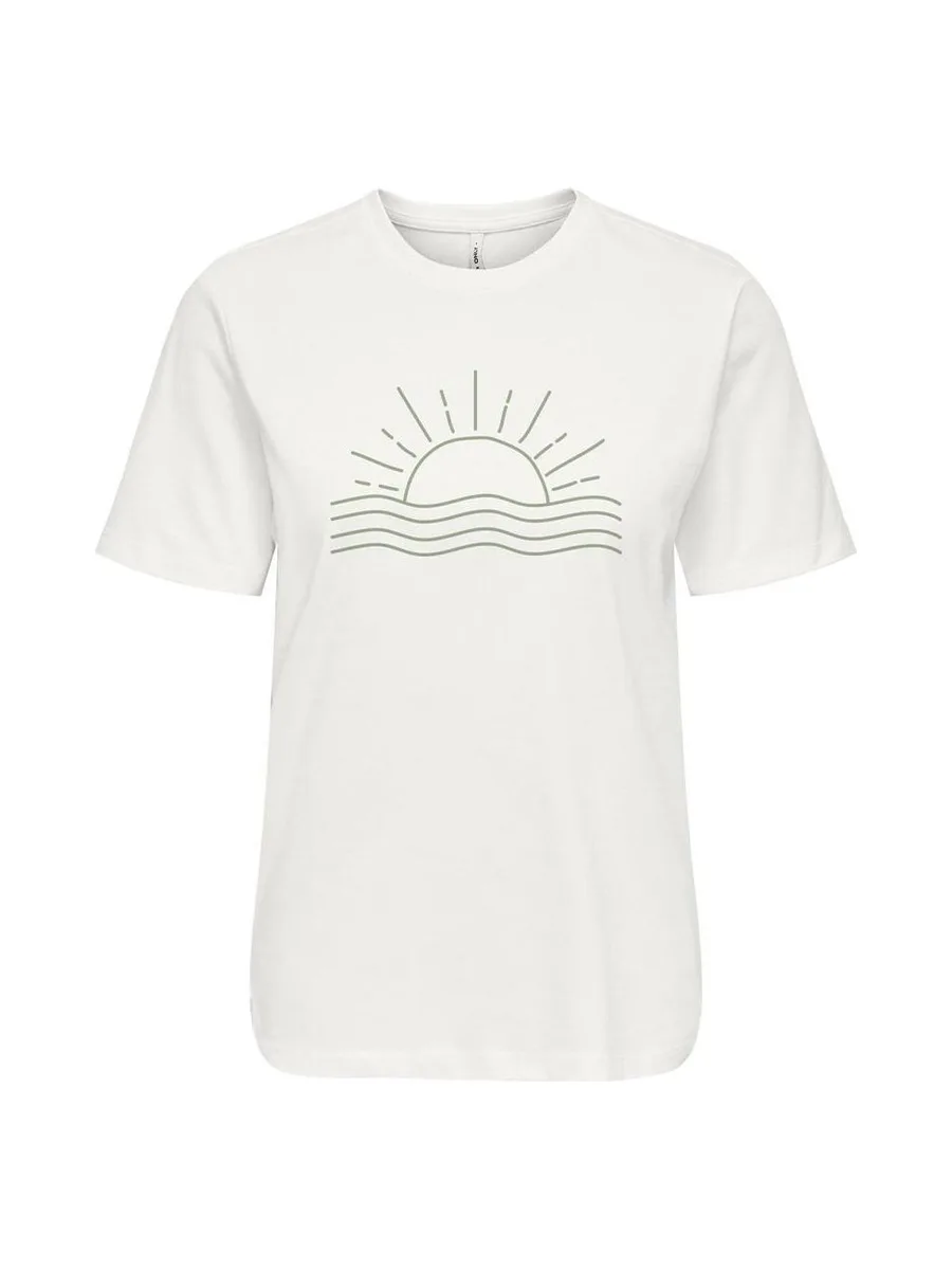 T-Shirt Blanc/Vert Femme Only Lanya 1