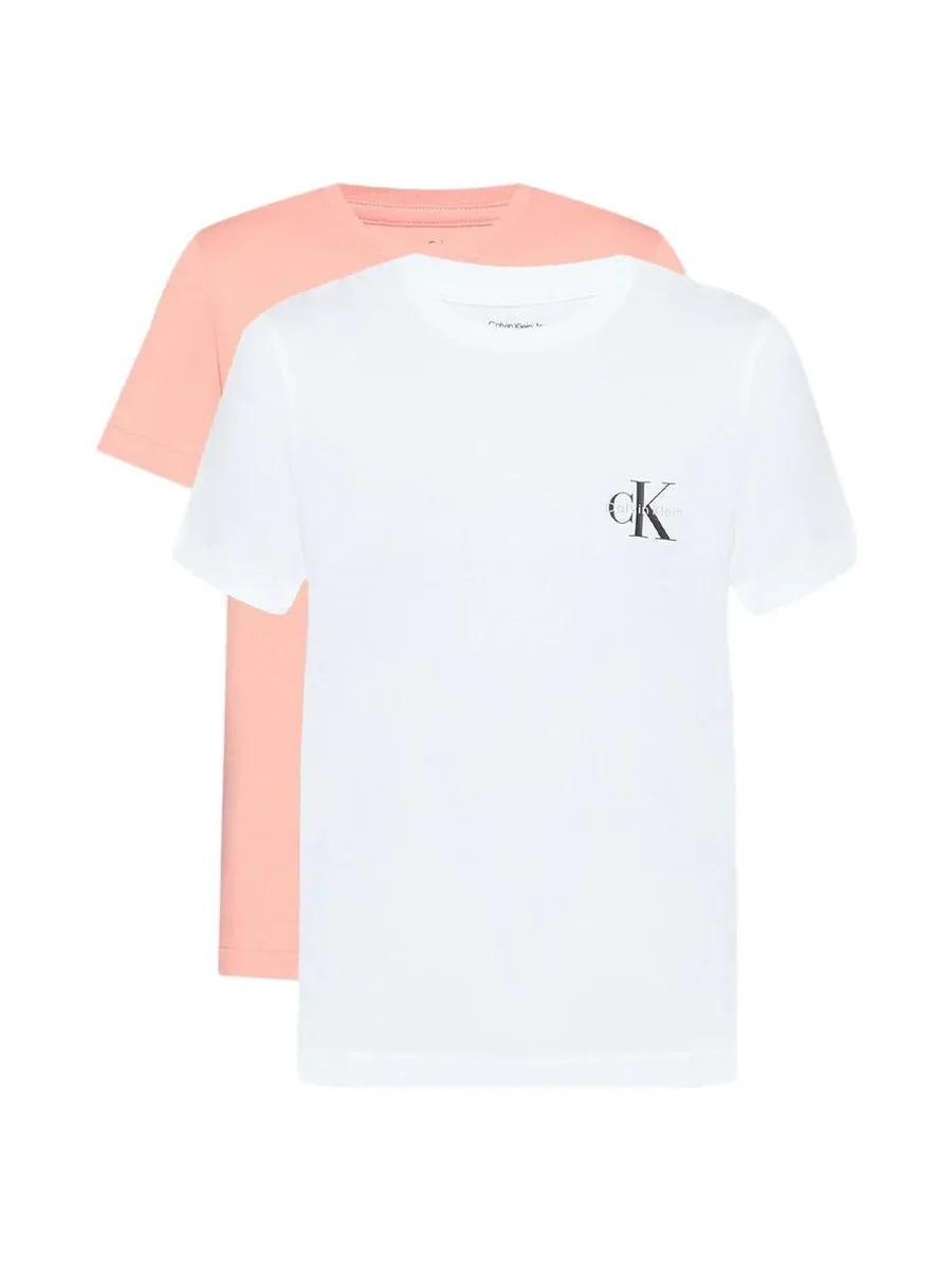 Lot de 2 T-Shirt Rose/Blanc Femme Calvin Klein Jeans Monologo 2
