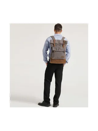 JACK - Sac à dos en cuir véritable et toile enduite - Bleu 18
