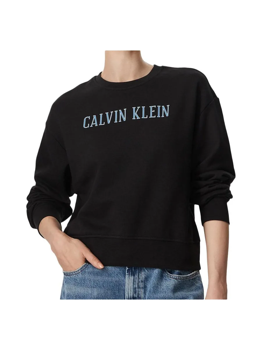 Sweat Noir Femme Calvin Klein Jeans Ls Cropped 2