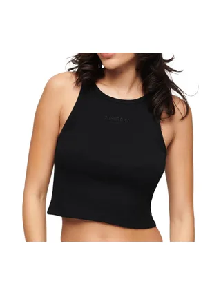 Top Noir Femme Superdry Embroidered Racer 1