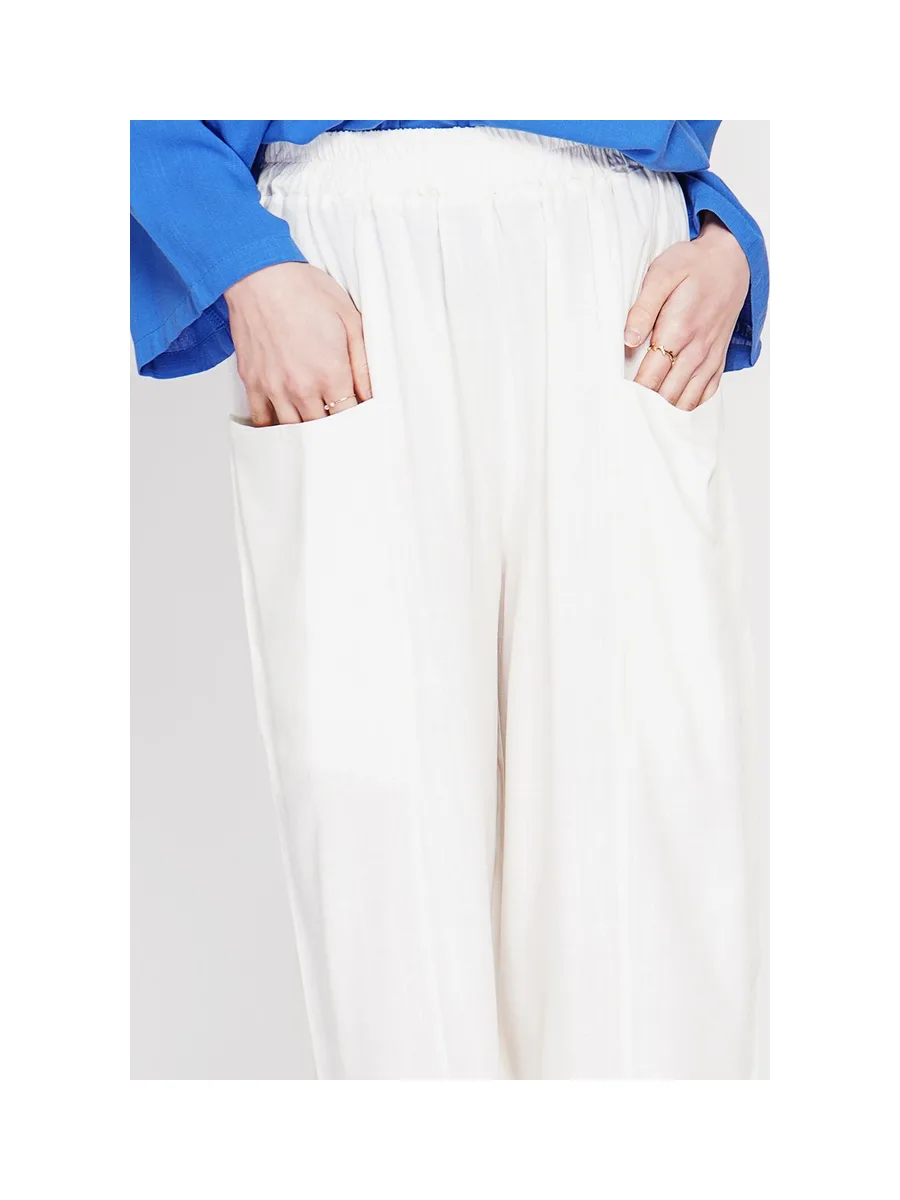Pantacourt large taille haute avec poches devant 4