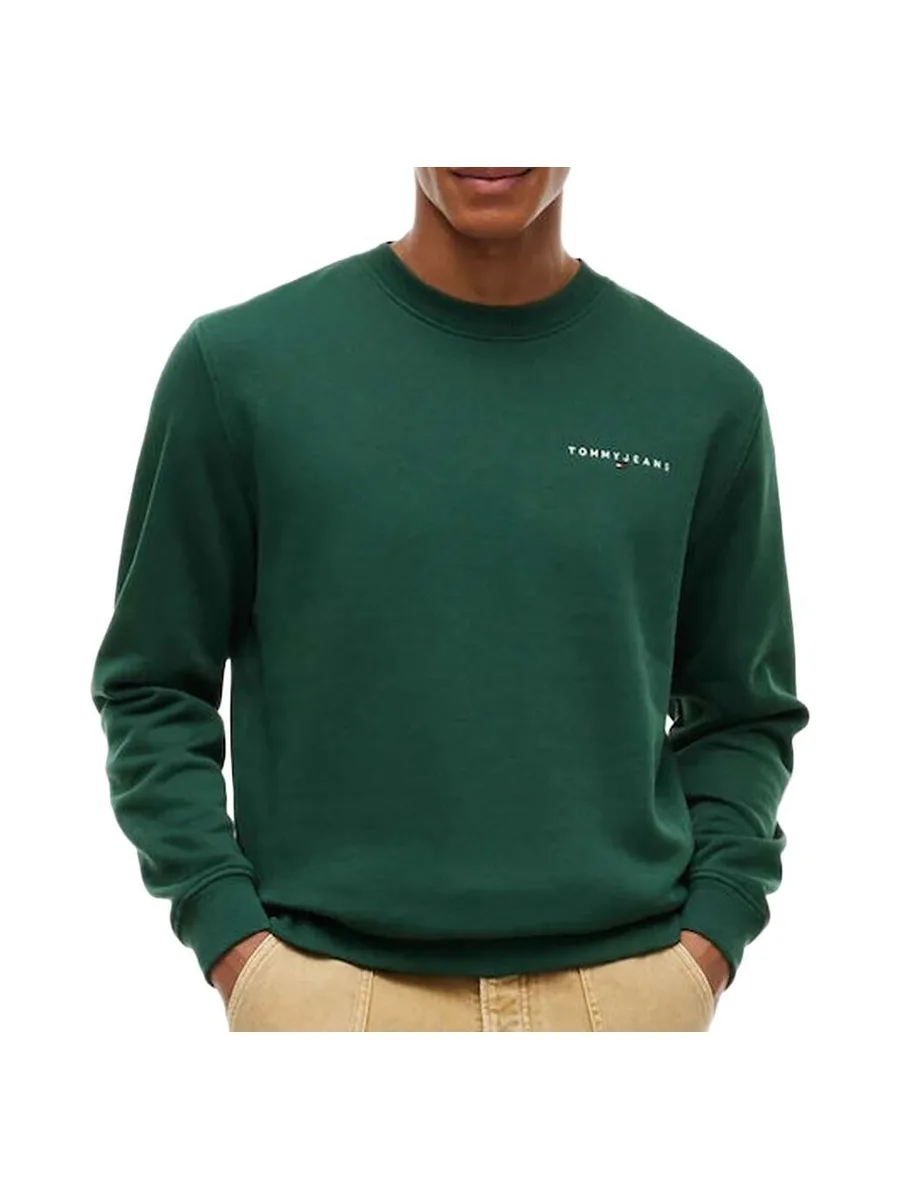 Sweat Vert Foncé Homme Tommy Hilfiger Linear Crew 2