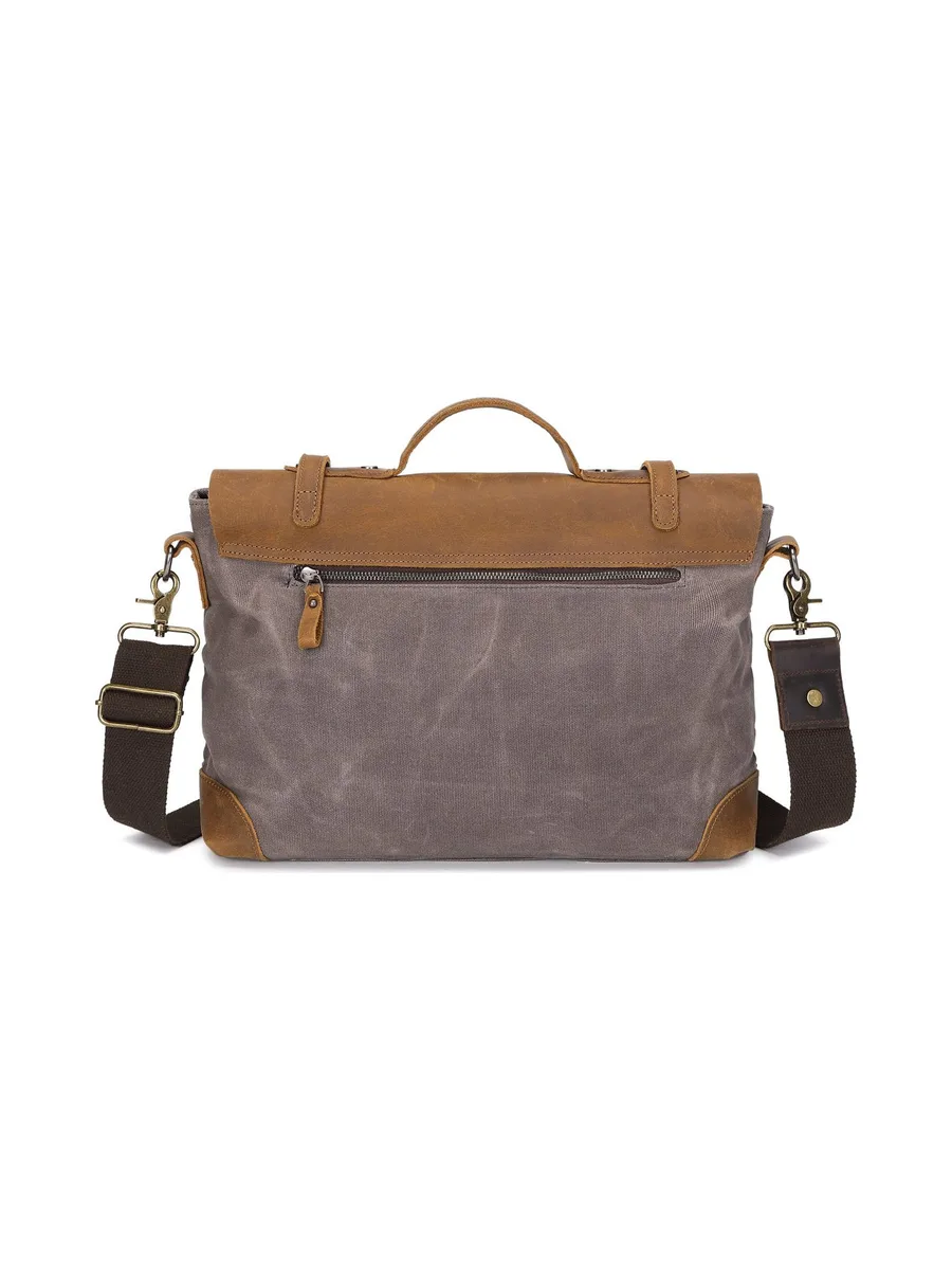 DAN - Sacoche en cuir véritable et toile enduite - Bleu 52