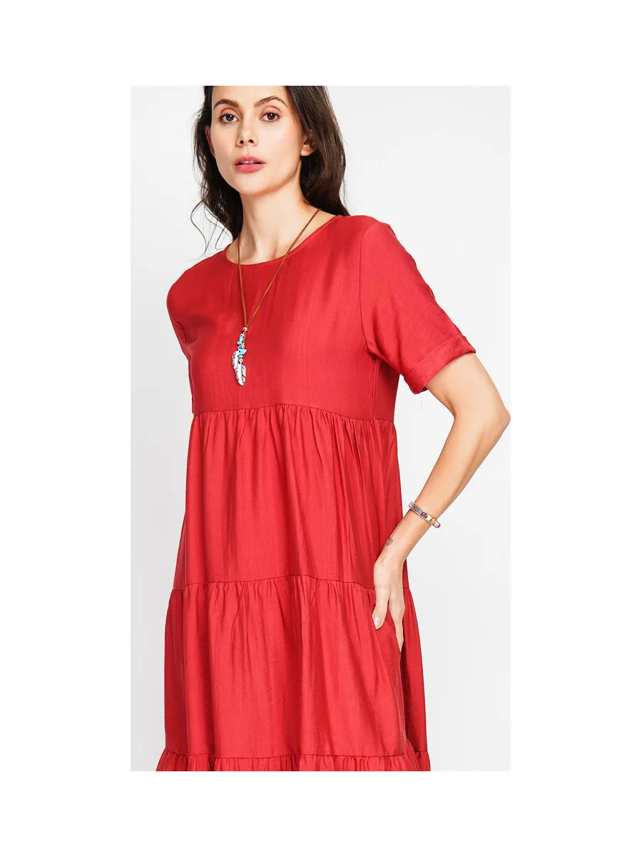 Robe longue coupe babydoll à manches courtes 14