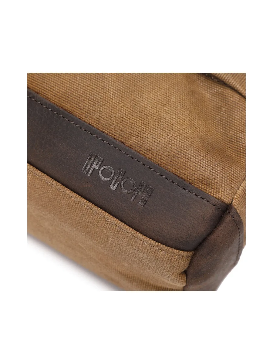 TONY - Trousse de toilette en cuir véritable et toile enduite - Bleu 47
