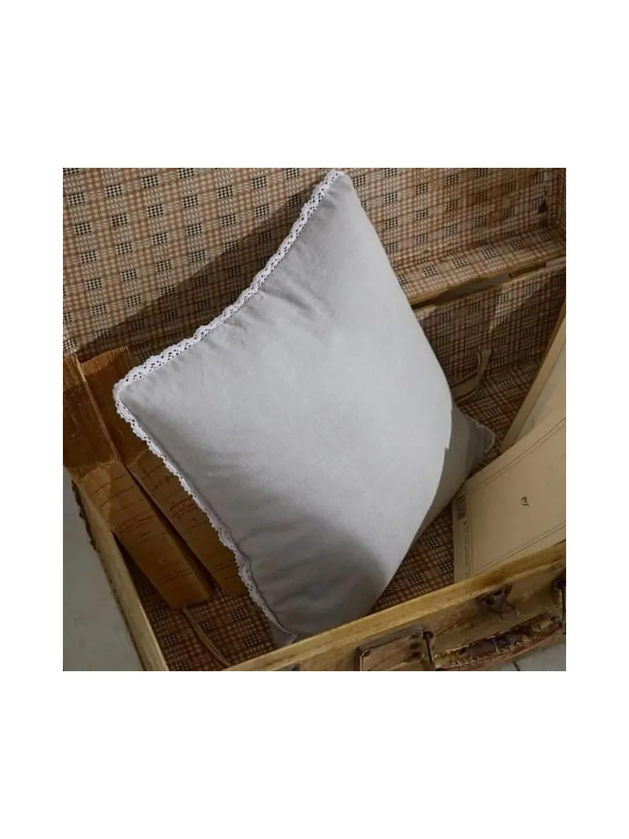 Coussin déhoussable finition dentelle coton uni TODAY CHARME 2