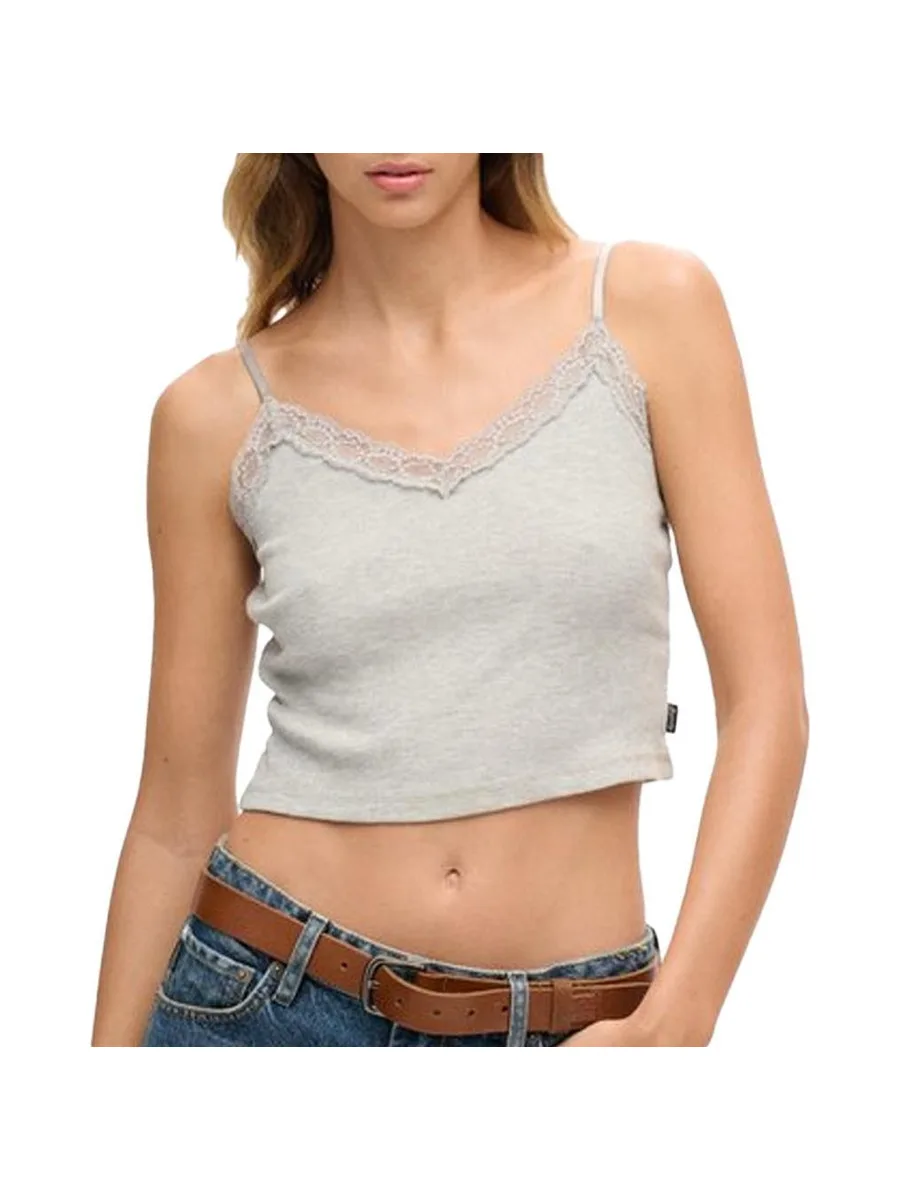 Top Gris Femme Superdry Vintage Lace Cami 1